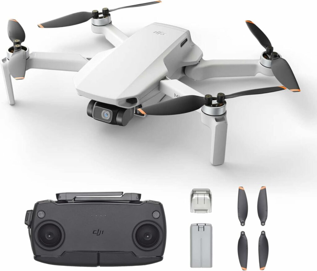 DJI Mini SE, drone quadricóptero com gimbal de 3 eixos, câmera de 2,7 K, GPS, tempo de voo de 30 minutos, peso reduzido, menos de 249 g, melhor escala 5 resistência ao vento, retorno para casa, para iniciantes em drones, cinza